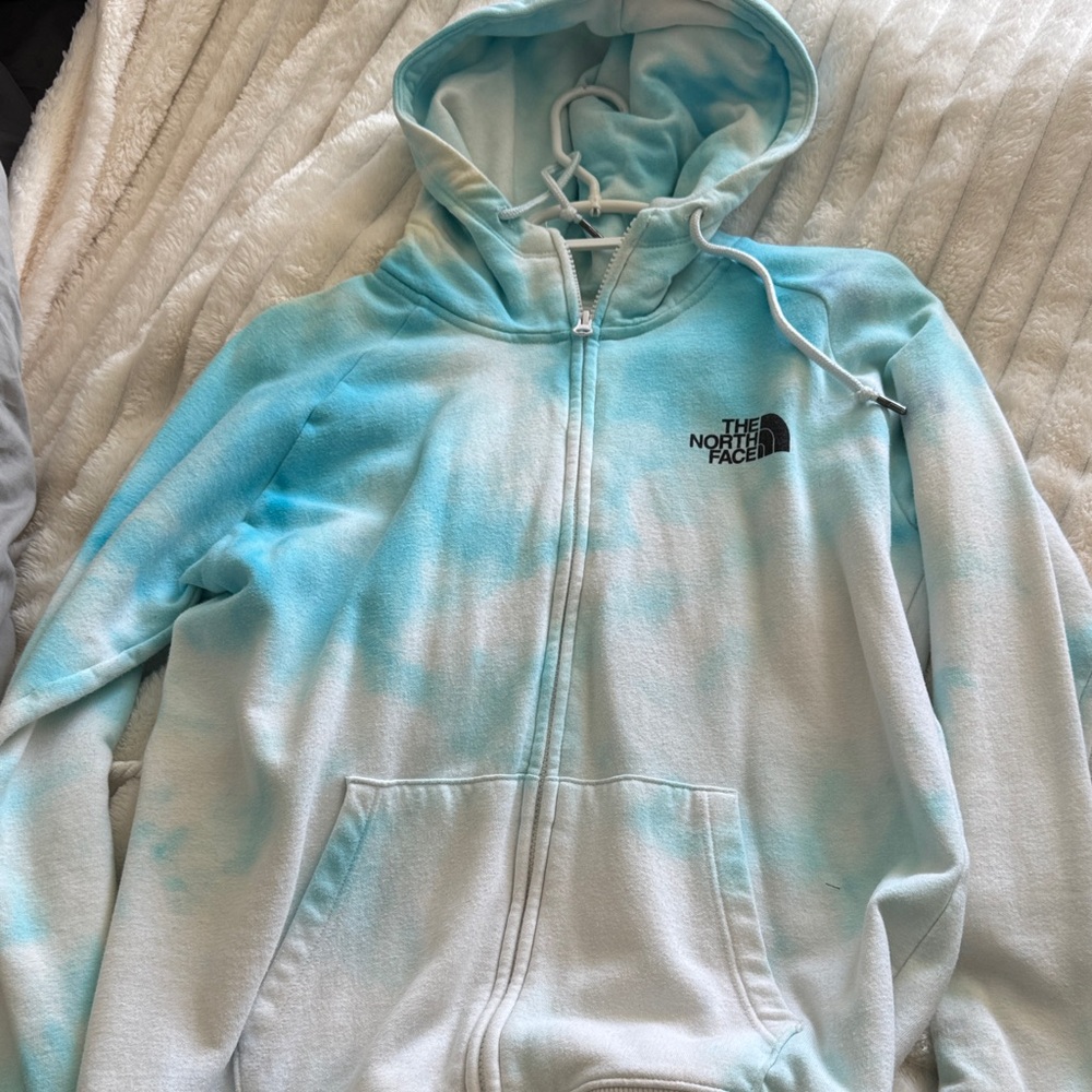 The North Face Aqua and White Hoodie